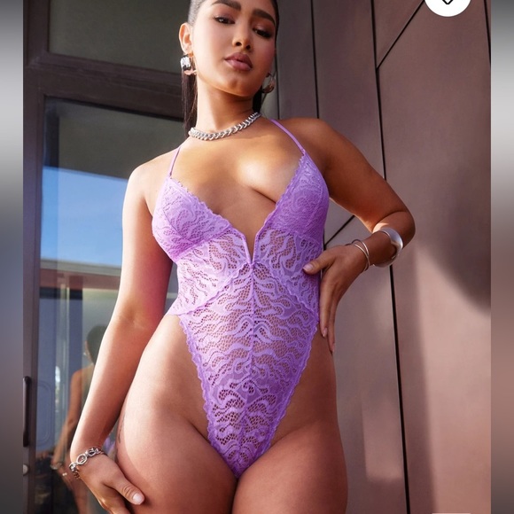 Savage X Fenty Purple Mist Fast Lane Lace Teddy - Picture 4 of 7